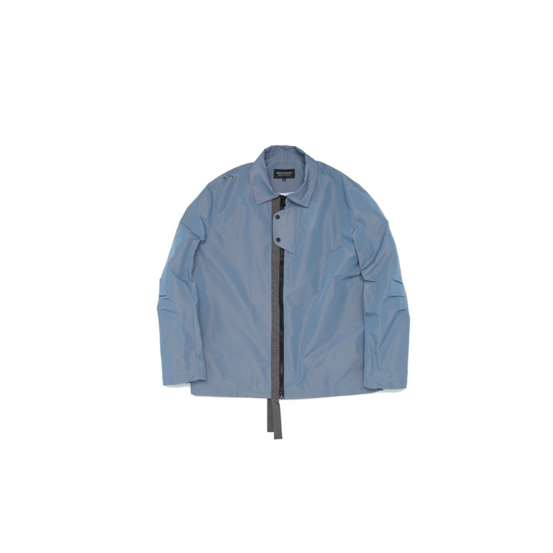 Unbalanced Strap Shirt Jacket_sky blue