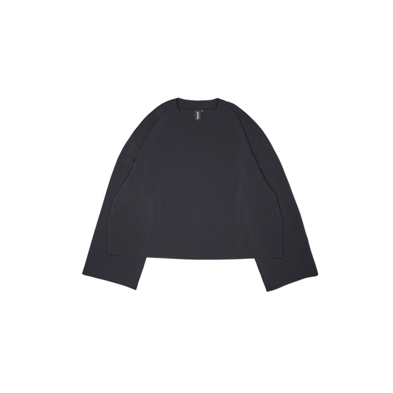Cropped Wide Sleeve Pullover_black